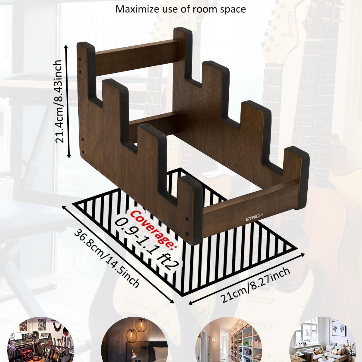 Musical Instrument Violin - ชั้นวางกีตาร์ไม้แบบขั้นบันได, ชั้นวางโชว์เครื่องดนตรีไวโอลิน, ที่จัดเก็บกีตาร์ไฟฟ้าแบบหลายช่อง