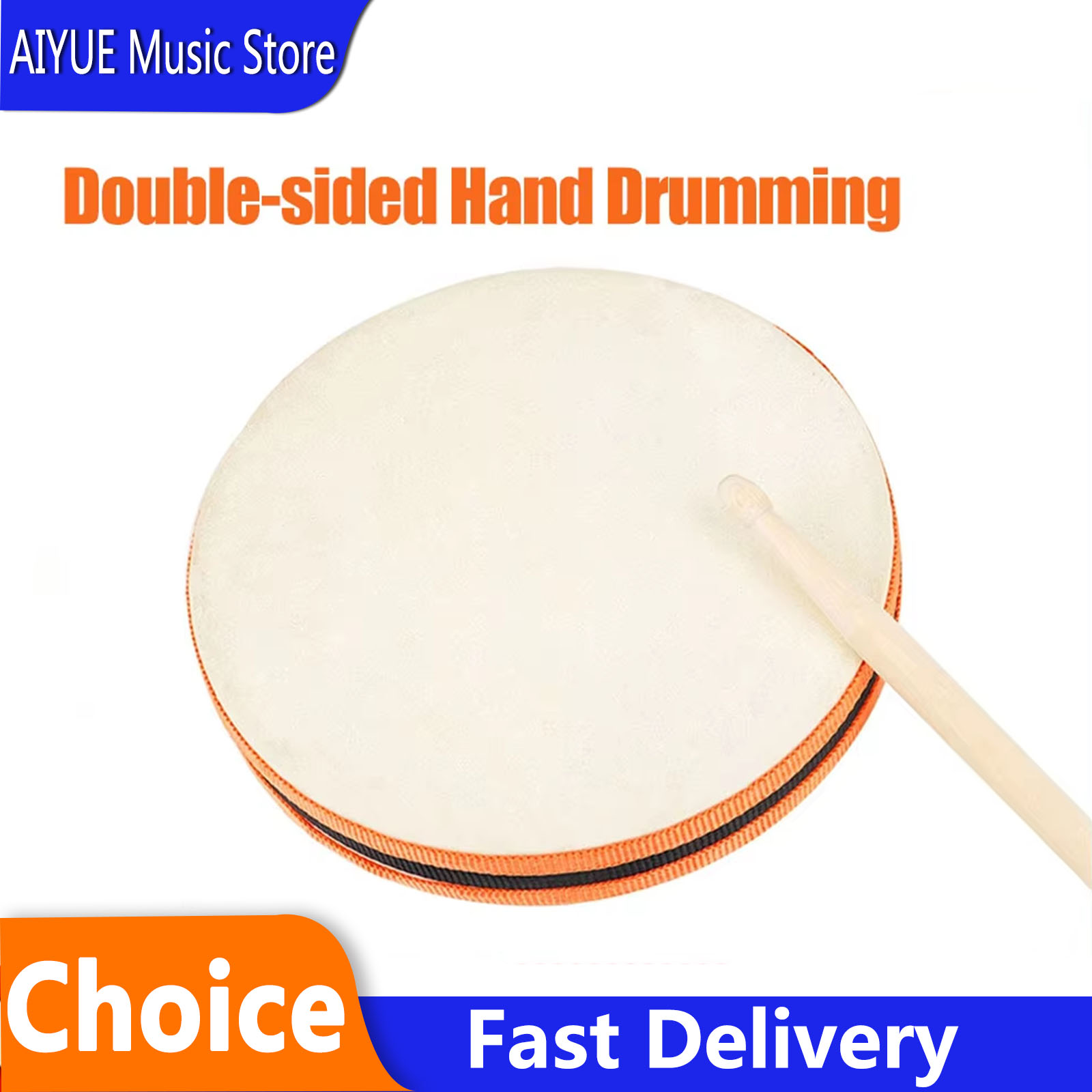 Djembe Hand Drum - กลองมือสองด้านสำหรับคนรักดนตรี กลองมือหนังแกะสำหรับเด็ก เครื่องดนตรีออร์ฟ กลอง กลองสนุกๆ เครื่องดนตรีประเภทเพอร์คัชชัน