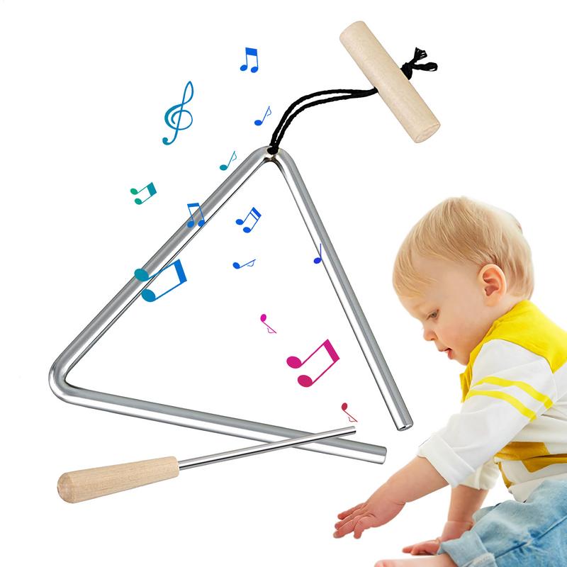 Musical Instrument Triangle - เพลงสามเหลี่ยมเครื่องดนตรีเหล็กเพลงมือเครื่องดนตรีเหล็กสามเหลี่ยม Percussion Bell Strikers สําหรับ Rhythm