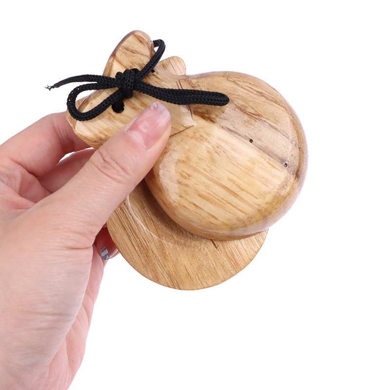 Castanet Flamenco - คาสทาเน็ตไม้แบบดั้งเดิม 2 ชิ้น คาสทาเน็ตสเปนสำหรับเต้นฟลาเมงโก พร้อมสายร้อย คาสทาเน็ตแบบมีสายสำหรับเด็ก