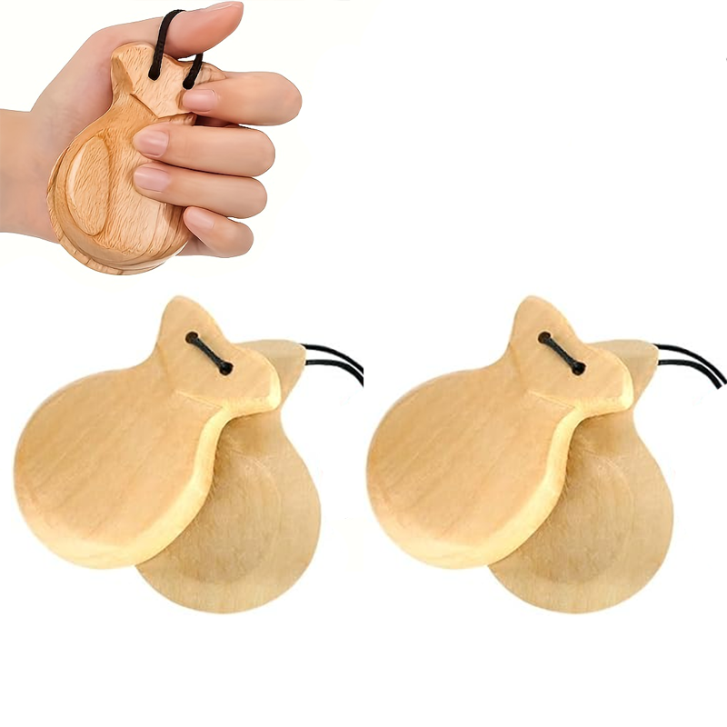 Castanet Flamenco - 2 ชิ้น/แพ็ค คาสตาเน็ตสเปน ฟลาเมงโก คาสตาเน็ตไม้แบบดั้งเดิมสำหรับผู้ใหญ่ เครื่องดนตรี