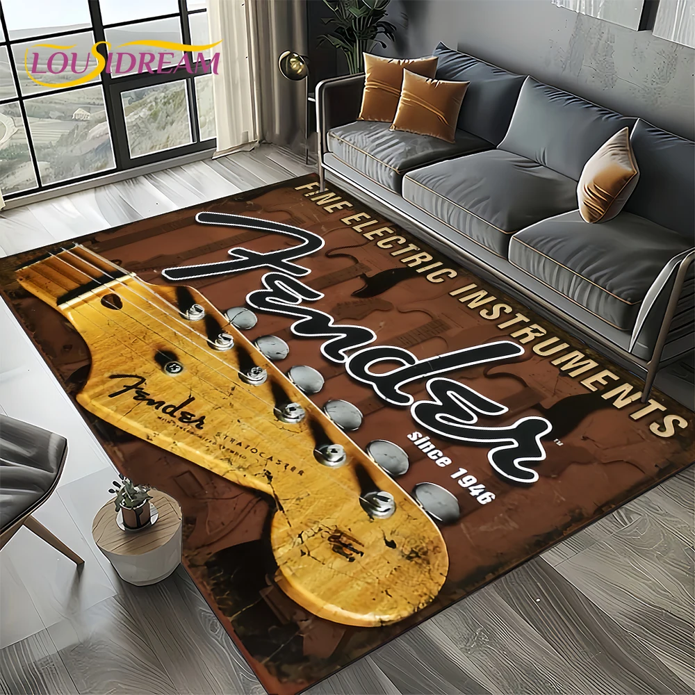 Musical Instruments Online - 27 สไตล์ใหม่ 3D Fender Retro กีตาร์เพลงพรมพรมสําหรับห้องนั่งเล่นห้องนอนโซฟาหน้าแรกตกแต่ง,