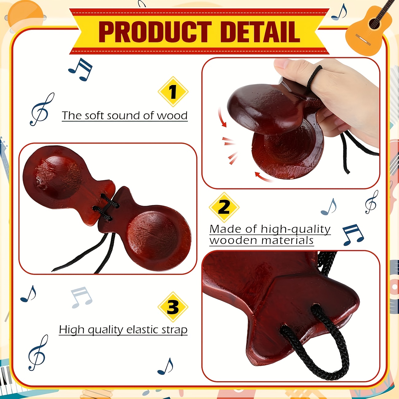 2 ชิ้น/แพ็ค คาสตาเน็ตสเปน ฟลาเ - Castanet Flamenco บทวิจารณ์และราคา